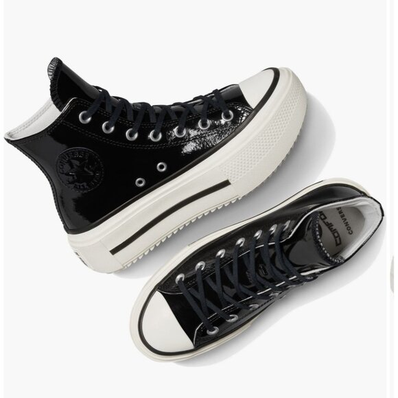 Converse Chuck Taylor Lift Double Stack Patent Leather Platform Black 8.5W/6.5M - Picture 8 of 9